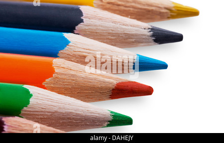 Colour pencils isolated on white background close up Stock Photo