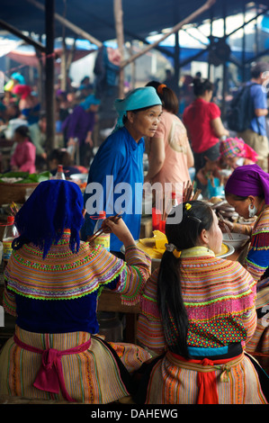 Eating area of Bac Ha market. Lao Cai province, Vietnam Stock Photo