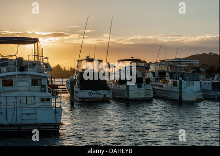 The boat harbour at the fishing town and tourist destination of Lakes Entrance in Gippsland, Victoria. Stock Photo