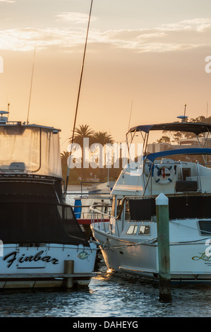 The boat harbour at the fishing town and tourist destination of Lakes Entrance in Gippsland, Victoria. Stock Photo