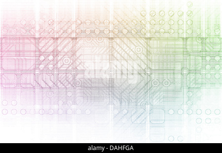 Cybernetics Mechanical Design as a Blueprints Art Stock Photo