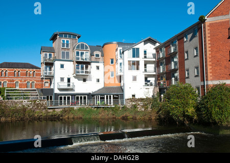 Modern riverside apartment complex on the banks of the River Lee in Cork, Republic of Ireland Stock Photo