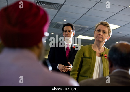 Labour Party leader Ed Miliband is joined by Shadow Home Secretary Yvette Cooper Stock Photo