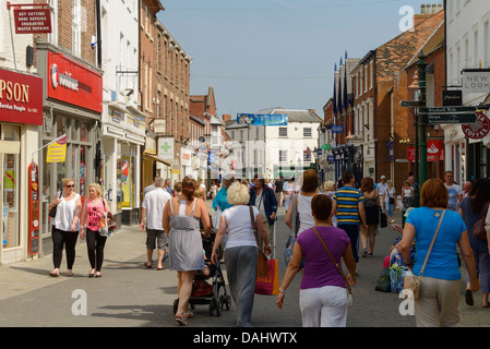 Shoppers walking along Toll Gavel through Beverley town centre UK Stock Photo