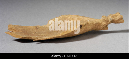 Wooden Spoon Fragment with the Head of a Feline LACMA M.80.202.480 Stock Photo