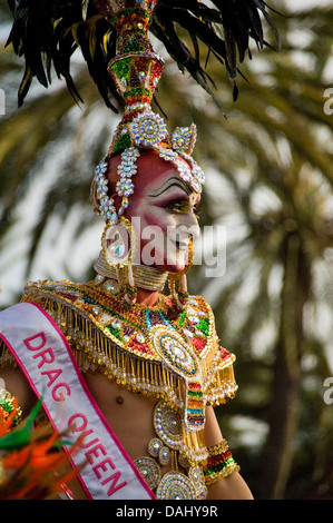 Las Palmas Gran Canaria Carnival parade Drag Queen contestant winner, 2013 Stock Photo