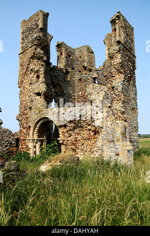 Bawsey, Norfolk, ruins of Norman church tower,  England UK English medieval ruined churches lost deserted village villages Stock Photo