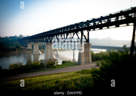 High level bridge, Edmonton, Alberta, Canada as seen from legislature grounds. Stock Photo