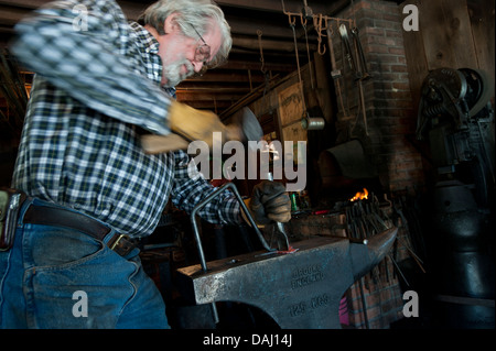 Blacksmith at Iron & Lace, Bentonsport, Iowa, United States of America Stock Photo