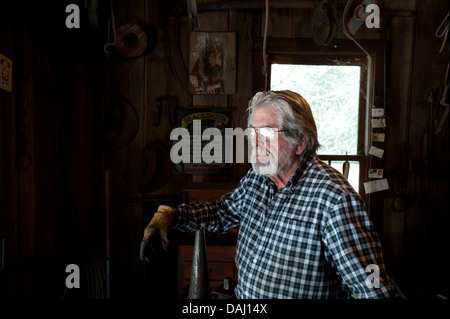 Blacksmith at Iron & Lace, Bentonsport, Iowa, United States of America Stock Photo