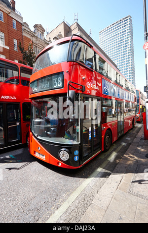 new london routemaster bus on oxford street in central london, england uk Stock Photo