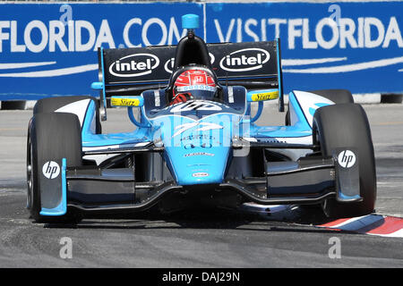 Toronto, Ontario, Canada. 14th July, 2013. Toronto, Ontario, Canada, July 14, 2013. IZOD Simon Pagenaud (77) in action at the Honda Indy Toronto Race 2 at Exhibition Place, Toronto July 14th.Gerry Angus/CSM/Alamy Live News Stock Photo