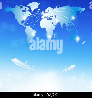 business illustration of world air travel destinations Stock Photo