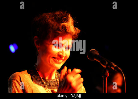 Canadian singer Alannah Myles performs on stage at the club 'Colos-Saal' in Aschaffenburg, Germany,  28 March 2011. Myles is known for her hit 'Black Velvet' from 1990 and is back on stage after several years of health issues following an accident. Photo: Susannah V. Vergau Stock Photo