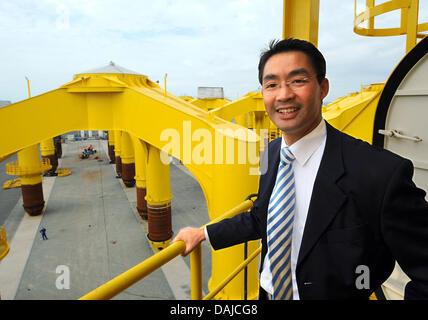 (file) - A dpa file picture dated 17 August 2009 shows then-acting Lower Saxon Economy Minister Philipp Roesler on a visit to the copmpany Cuxhaven Steel Construction (CSC) in Cuxhaven, Germany. Roesler is likely to succeed Guido Wetserwelle as Chairman of the Free Democratic Party of Germany (FDP), a move that might lead the 38-year-old politician to resign as Federal Minister of  Stock Photo