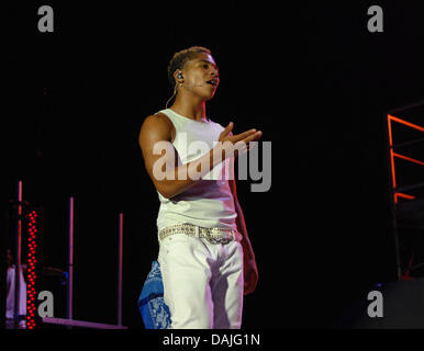 Jul 12, 2013 - Portsmouth, Virginia, U.S. - Prodigy, Princeton, Ray Ray, Roc Royal of 'Mindless Behavior' during their 'All Around The World Tour' at The Ntelos Pavilion. (Credit Image: © Jeff Moore/ZUMAPRESS.com) Stock Photo