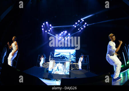 Jul 12, 2013 - Portsmouth, Virginia, U.S. - Prodigy, Princeton, Ray Ray, Roc Royal of 'Mindless Behavior' during their 'All Around The World Tour' at The Ntelos Pavilion. (Credit Image: © Jeff Moore/ZUMAPRESS.com) Stock Photo