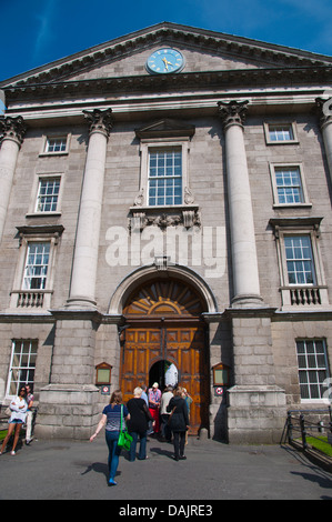 People going through West Front building to Trinity college university area central Dublin Ireland Europe Stock Photo
