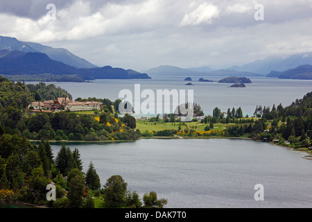 Llao Llao with Lago Perito Moreno (front) and Lago Nahuel Huapi (behind), from Bellavista, Argentina, Patagonia, Andes, San Carlos de Bariloche Stock Photo