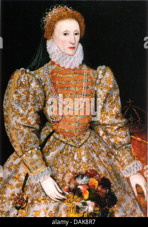 QUEEN ELIZABETH I of ENGLAND (1533-1603) in the 'Darnley' portrait painted by an unknown artist about 1575