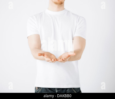 mans hands showing something Stock Photo
