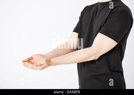 mans hands showing something Stock Photo
