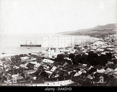 Harbour of St Pierre, Martinique, 1898, by J. Murray Jordan - Stock Photo