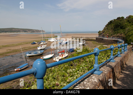 Village of Abersoch, Wales. Picturesque view of a path leading to Abersoch harbour beach and jetty. Stock Photo