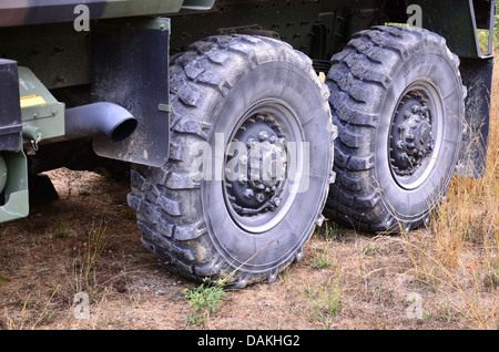 Military personnel carrier, 2 1/2 ton truck in camouflage. Stock Photo