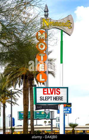 The sign of the long-defunct Normandie Motel in Las Vegas, NV, is ...