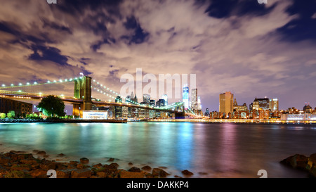 Lower Manhattan skyline viewed from Brooklyn in New York City.