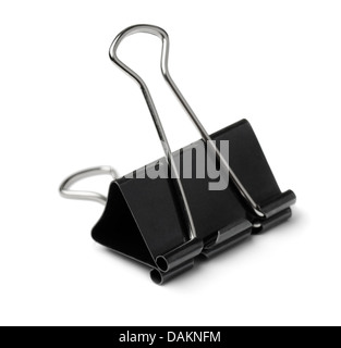Black paper binder clip isolated on white Stock Photo