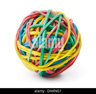Colorful rubber band ball isolated on white Stock Photo