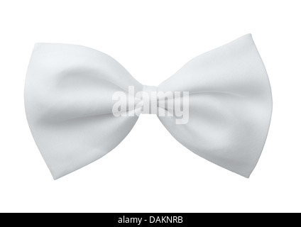 White silk bow tie isolated on white Stock Photo