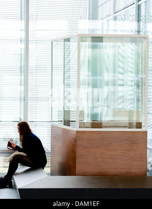 The Topography of Terror Documentation Center has put the bulletproof glass booth from the 1961 trial against Adolf Eichmann on display in Berlin, Germany, 16 May 2011. Photo: TOBIAS KLEINSCHMIDT Stock Photo