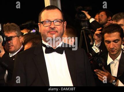 (dpa file) - A file picture dated 18 May 2011 shows Danish director Lars Von Trier arriving for the screening of his movie 'Melancholia' during the 64th Cannes Film Festival, in Cannes, France. Von Trier stirred controversy with remarks about his being a Nazi at a press conference on his movie in Cannes on 18 May 2011. After the press office of the Cannes Film Festival issued a rel Stock Photo