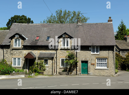 Terraced stone built houses Castleton Derbyshire England uk Stock Photo