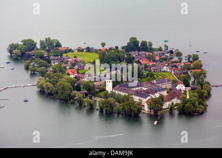 island Fraueninsel in lake Chiemsee flooded in June 2013, Germany, Bavaria, Lake Chiemsee Stock Photo