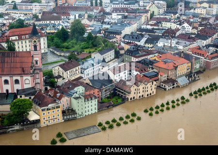 old city flooded in June 2013, Germany, Bavaria, Passau Stock Photo