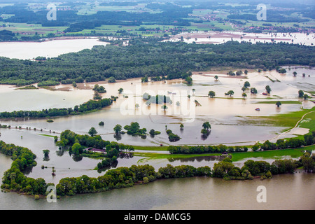 peninsula Feldwies, river mouth of Achen and nature reserve Grabenstaetter Moos at lake Chiemsee during flood in June 2013, Germany, Bavaria, Lake Chiemsee Stock Photo