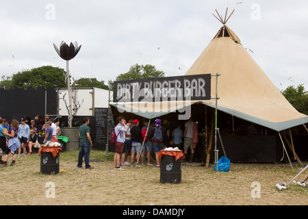 Dirty Burger food stall at the Glastonbury Festival 2013. Somerset, England, United Kingdom. Stock Photo