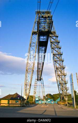 Transporter bridge by Hayes and Arnodin, 1906, at sunset, Newport, Cas Newydd, Wales Stock Photo