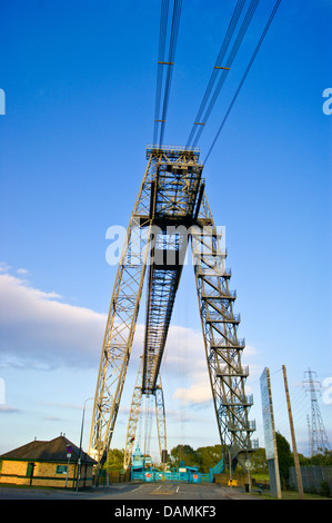 Transporter bridge by Hayes and Arnodin, 1906, at sunset, Newport, Cas Newydd, Wales Stock Photo