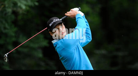 German professional golfer Martin Kaymer hits the ball at the BMW International Open 2011 in Eichenried near Munich, Germany, 24 June 2011. Photo:Andreas Gebert Stock Photo