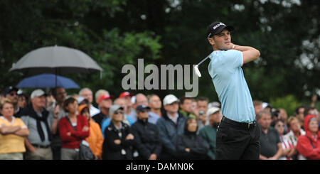 German professional golfer Martin Kaymer hits the ball at the BMW International Open 2011 in Eichenried near Munich, Germany, 24 June 2011. Photo:Andreas Gebert Stock Photo