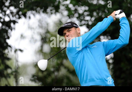 German professional golfer Martin Kaymer hits the ball at the BMW International Open 2011 in Eichenried near Munich, Germany, 24 June 2011. Photo:Andreas Gebert Stock Photo