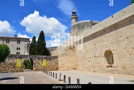 Aigues-Mortes is a French commune in the Gard department in the Occitanie region of southern France. Stock Photo