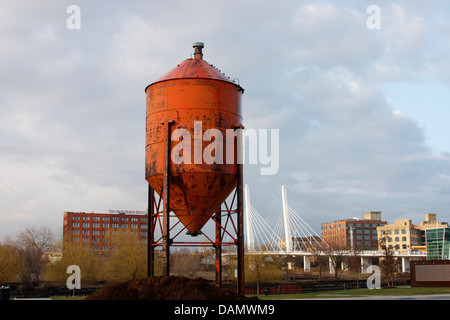 Butler Water Tower located on the Menomonee River at Harley Davidson Museum Milwaukee Wisconsin Stock Photo