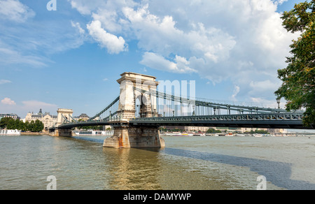 Chain Bridge is a symbol to Budapest, Hungary Stock Photo