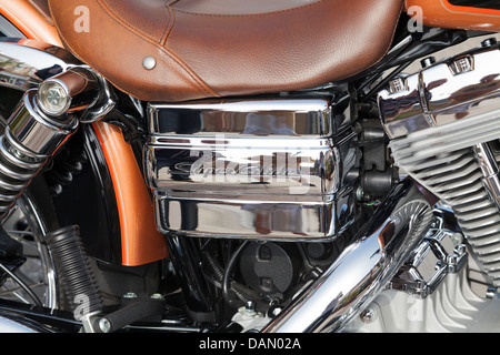 Harley Davidson super glide chromed engine close up Stock Photo